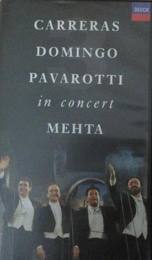 Videoband Carreras, Domingo, Pavarotti in concert Metha 1990, Cd's en Dvd's, Dvd's | Muziek en Concerten, Gebruikt, Alle leeftijden