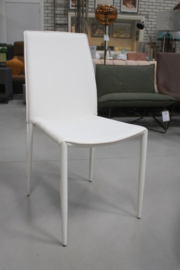 Mooie witte eetkamerstoelen leerlook modern stapelbaar 16x, Huis en Inrichting, Stoelen, Nieuw, Vijf, Zes of meer stoelen, Leer