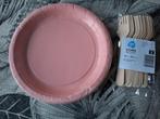 BORDJES, roze KARTON, 10st.  GEBAKSVORKJES hout, 20 st., Ophalen, Nieuw, Overige typen, Overige