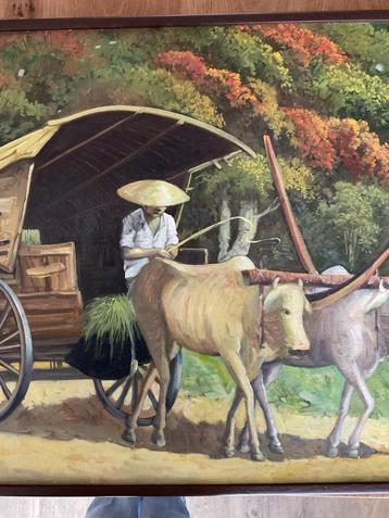Schilderij met Ossenkar beschikbaar voor biedingen