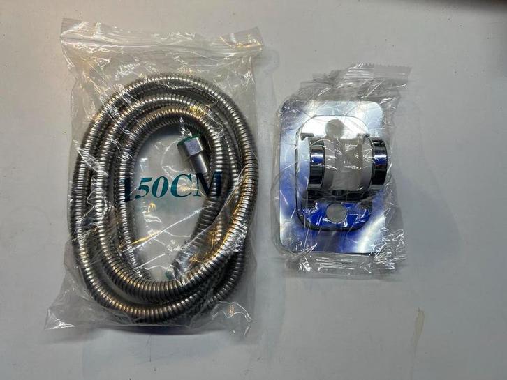 Doucheslang 150cm + Wandhouder, Doe-het-zelf en Verbouw, Sanitair, Nieuw, Douche, Chroom, Ophalen of Verzenden