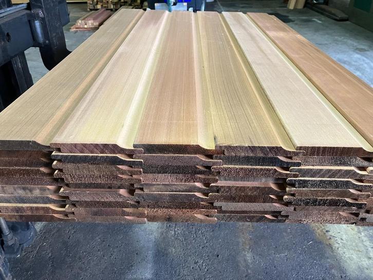 Western Red Cedar-rabatdelen-channelsiding–geveldelen-18x122, Tuin en Terras, Palen, Balken en Planken, Nieuw, Planken, Minder dan 180 cm