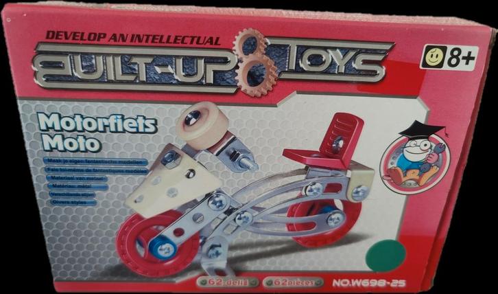 Built-Up-Toys, MOTORFIETS, 62-delig, 8+, Doos, Nieuw!, Kinderen en Baby's, Speelgoed | Educatief en Creatief, Nieuw, Bouwen, Ophalen of Verzenden