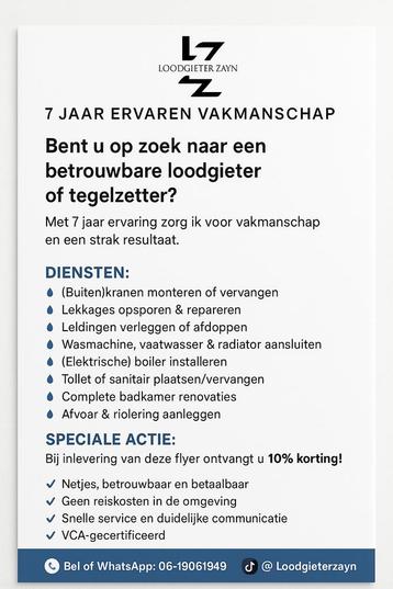 Loodgieter s werk beschikbaar voor biedingen