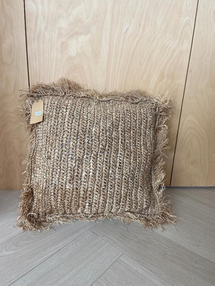 Kussens Raffia, Huis en Inrichting, Woonaccessoires | Kussens, Nieuw, Beige, Vierkant, Ophalen