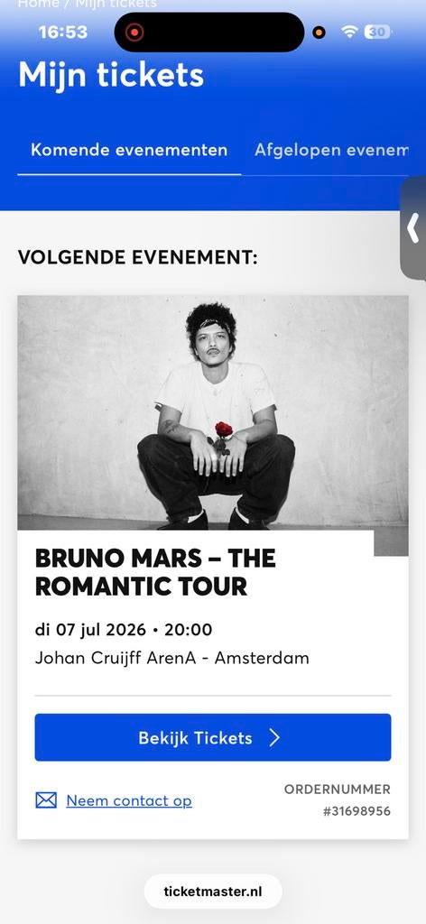 Bruno mars kaartje, Eén persoon