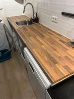 Keukenwerkblad + gootsteen, Ophalen, Gebruikt, 100 tot 150 cm, Bruin