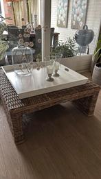 Rotan salontafel met dienblad 1.00x 1.00 cm, Vierkant, Zo goed als nieuw, Minder dan 50 cm, 50 tot 100 cm