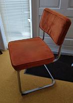 Zes eetkamerstoelen buizenframe ribstof - opknappers, Huis en Inrichting, Stoelen, Ophalen, Gebruikt, Overige kleuren, Metaal