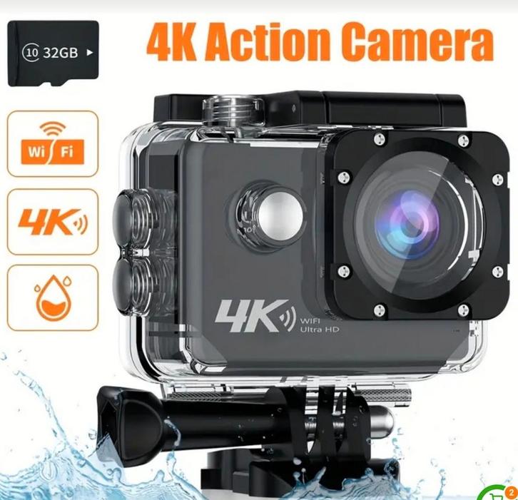 Action Cam Ourlife 4K Ultra HD Waterdicht, WiFi, Nieuw!!, Audio, Tv en Foto, Videocamera's Digitaal, Nieuw, Geheugenkaart, Overige merken
