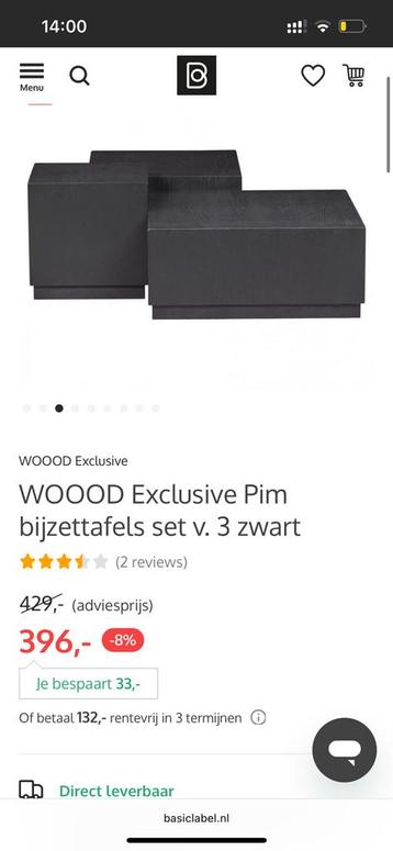 Salontafels set van drie tafels bijzettafels zwart beschikbaar voor biedingen