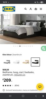 Zwart Malm bed 180x200 + 2 lattenbodems, Gebruikt, Zwart, Tweepersoons, Ophalen of Verzenden