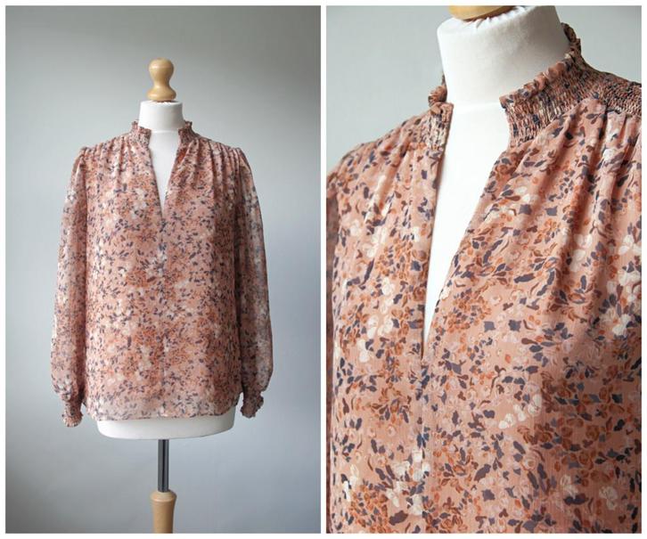 Antonio Melani - mooie bloemen blouse / bruin / maat S, Kleding | Dames, Blouses en Tunieken, Zo goed als nieuw, Maat 36 (S), Bruin