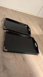 2 grote zwarte dienbladen, Huis en Inrichting, Woonaccessoires | Dienbladen, Ophalen, Zo goed als nieuw, Rond, Hout