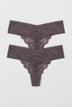 Nieuw H&M 2 kanten  strings/thongs donkergrijs maat S, H&M, Ophalen of Verzenden, Grijs, String