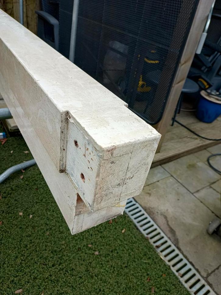 6 Meranti hardhouten palen voor veranda of overkapping, Doe-het-zelf en Verbouw, Hout en Planken, Gebruikt, Balk, Overige houtsoorten