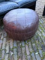 Vintage sixties leren poef, Ophalen, Minder dan 50 cm, Gebruikt, Vintage 60-ties 70-ties