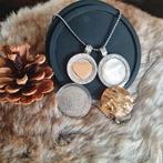 Mi Moneda ketting 90cm - 2 zilveren munthouders - 4 munten, Met hanger, Gebruikt, Ophalen of Verzenden, Zilver