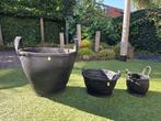 Set van 3 rubberen potten, Tuin en Terras, Bloempotten, Ophalen, Overige materialen, Rond, Binnen