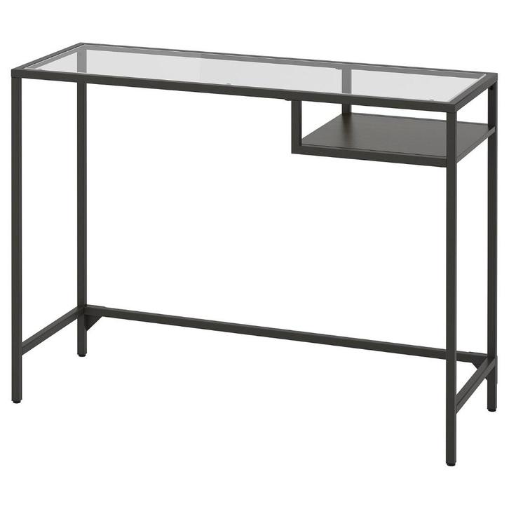 IKEA VITTSJÖ Laptoptafel – Zwart/Glas – Nette Staat, Computers en Software, Laptoptafels, Gebruikt, Ophalen