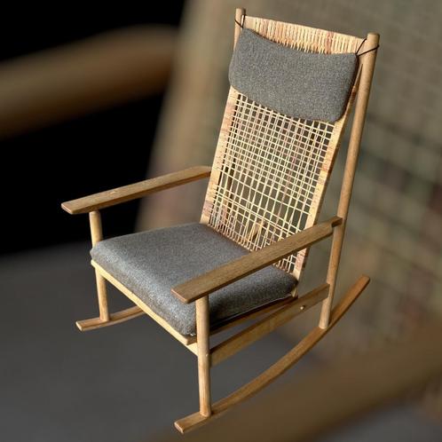 Hans Olsen Schommelstoel Juul Kristensen, Huis en Inrichting, Fauteuils, Gebruikt, Hout, Riet of Rotan, 50 tot 75 cm, 75 tot 100 cm