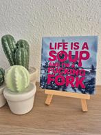 Oudhollands Tegeltje - Roze Quote, Ophalen of Verzenden