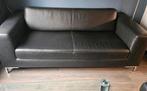 Mooie Zwarte Leren Bank design vintage, Huis en Inrichting, Banken | Sofa's en Chaises Longues, Gebruikt, Driepersoons, Ophalen of Verzenden