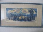 Kleurenlitho Christian Kruck afm.  incl. lijst 74 x 42 cm., Antiek en Kunst, Ophalen of Verzenden