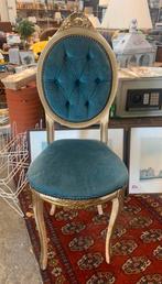 Stoel mooie Lodewijk barok stoeltje met blauwe stof., Ophalen of Verzenden