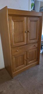 Eikenhouten TV computer Kast met Opbergruimte, Huis en Inrichting, Ophalen, 25 tot 50 cm, Minder dan 100 cm