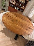 Ronde Eiken eettafel blad 140 cm, Huis en Inrichting, Tafels | Eettafels, Ophalen, 100 tot 150 cm, Zo goed als nieuw, Vijf personen of meer