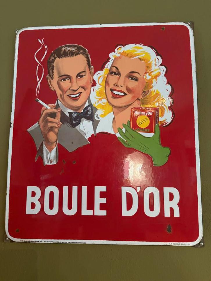 Mooi Boule D'Or Emaille Reclamebord, Antiek en Kunst, Antiek | Emaille, Ophalen of Verzenden