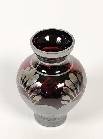 Antiek Venetiaans glas. Vaasje met zilveren overlay. Apart  beschikbaar voor biedingen