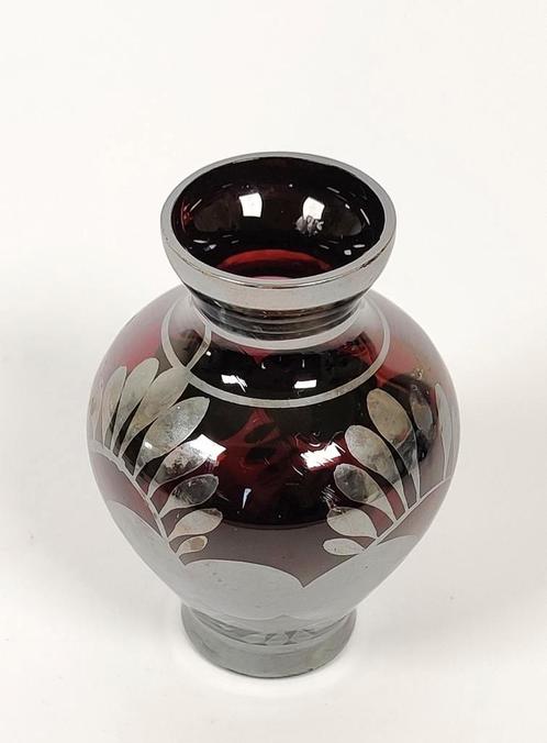 Antiek Venetiaans glas. Vaasje met zilveren overlay. Apart, Antiek en Kunst, Antiek | Glas en Kristal, Ophalen of Verzenden