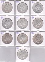 Compl. serie van 10 x 2 1/2 gulden 1929 / 1943 ex. grof haar, Ophalen of Verzenden, Koningin Wilhelmina, 2½ gulden, Zilver
