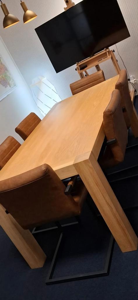 Massief eiken tafel 200lx90bx77h ., Huis en Inrichting, Tafels | Eettafels, Zo goed als nieuw, 50 tot 100 cm, 200 cm of meer, Vijf personen of meer