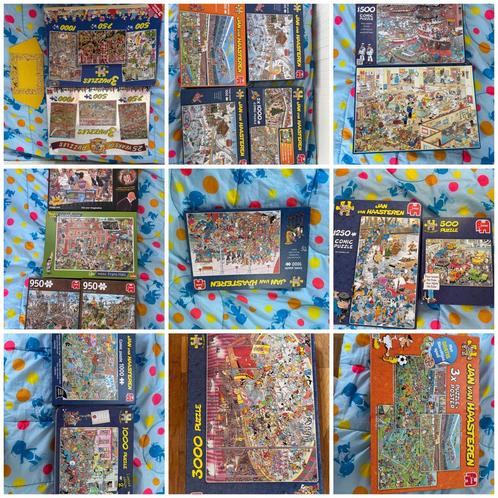Stapel Jan  van Haasteren puzzels 20 dozen!, Hobby en Vrije tijd, Denksport en Puzzels, Zo goed als nieuw, Meer dan 1500 stukjes