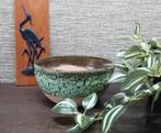 Bloempot, schaal, Turquoise fat lava glazuur, retro stijl, Tuin en Terras, ., Rond, Ophalen of Verzenden, Zo goed als nieuw