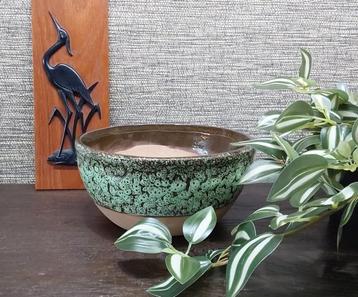Bloempot, schaal, Turquoise fat lava glazuur, retro stijl beschikbaar voor biedingen