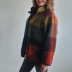 Lillunn jas. Maat M. Multi color geblokt/wol., Maat 38/40 (M), Overige kleuren, Nijmegen, Verhip-vintage.nl