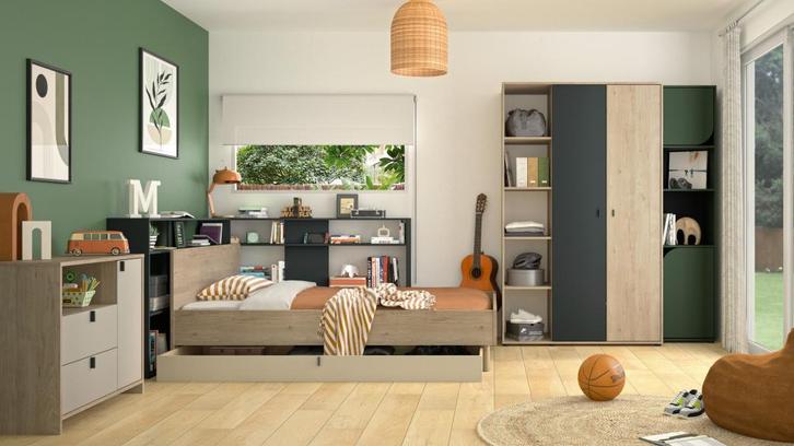 Ritmo tienerkamer, zelf samenstellen - Eiken, Kinderen en Baby's, Kinderkamer | Bedden