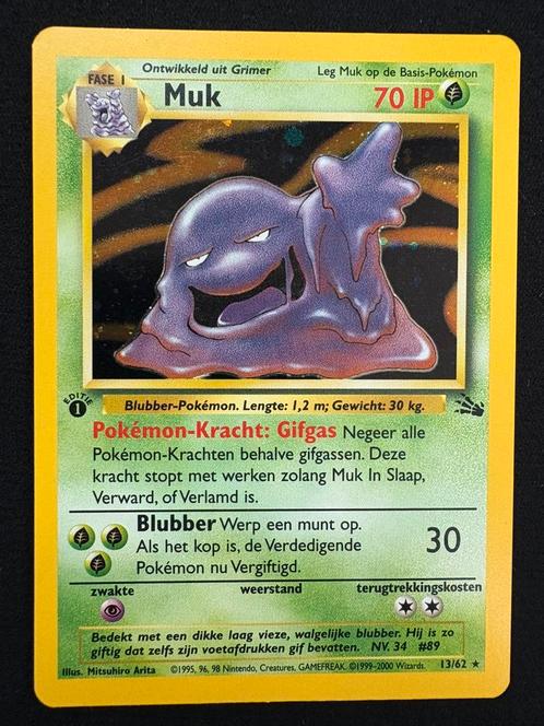 Muk (First edition) 13/62 Fossil NL NM, Hobby en Vrije tijd, Verzamelkaartspellen | Pokémon, Zo goed als nieuw, Losse kaart, Foil