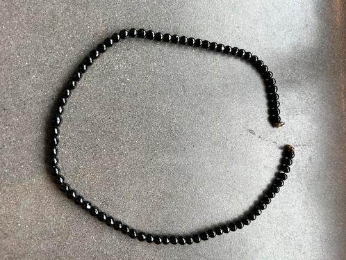 Zwarte onyx/toermalijn dames- herenketting – slotje defect, Sieraden, Tassen en Uiterlijk, Antieke sieraden, Ketting, Overige materialen