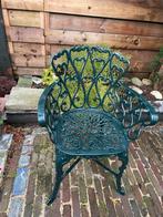 Gietijzer bank en stoel groen terras., Tuin en Terras, Ophalen, Zo goed als nieuw, Metaal