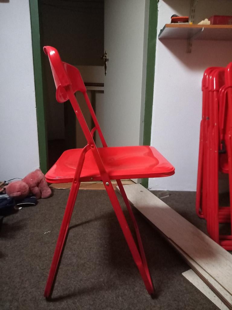 Stevige klapstoel Ikea Ted rood 8x, Klapstoel vintage, Ophalen of Verzenden, Zo goed als nieuw, Rood