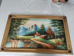 Schilderij Landschap met Gouden Lijst, Antiek en Kunst, Kunst | Schilderijen | Klassiek, Ophalen of Verzenden