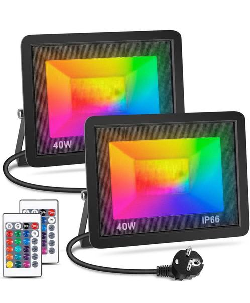 LED Schijnwerper 40W RGB - Tuinverlichting, Doe-het-zelf en Verbouw, Bouwverlichting, Nieuw, Lamp met armatuur, Minder dan 50 watt