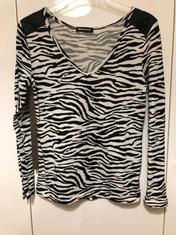 dunne trui V-hals met zebraprint – zwart / wit -  maat XS beschikbaar voor biedingen