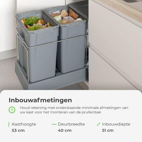 Eleganca Uittrekbare Afvalbak 2x30 Liter (nr.134), Huis en Inrichting, Woonaccessoires | Prullenbakken, Nieuw, Kunststof, Minder dan 50 cm