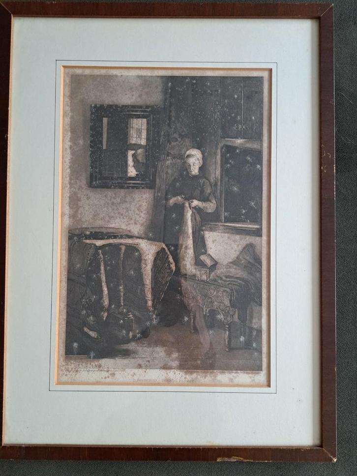 Litho Christoffel Bisschop - Zonnig plekje, 1907, Antiek en Kunst, Kunst | Etsen en Gravures, Ophalen of Verzenden